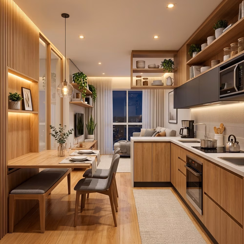 Modern apartment living room interior design project by Glowspace Chennai