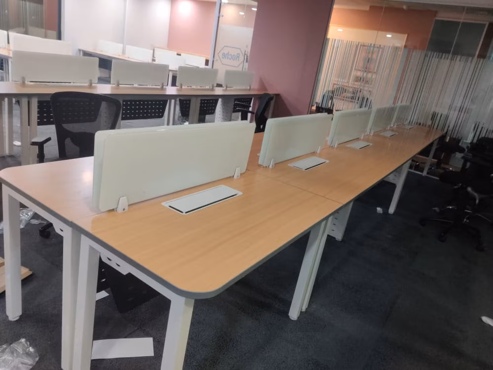 Corporate conference room design with large meeting table and acoustic panels