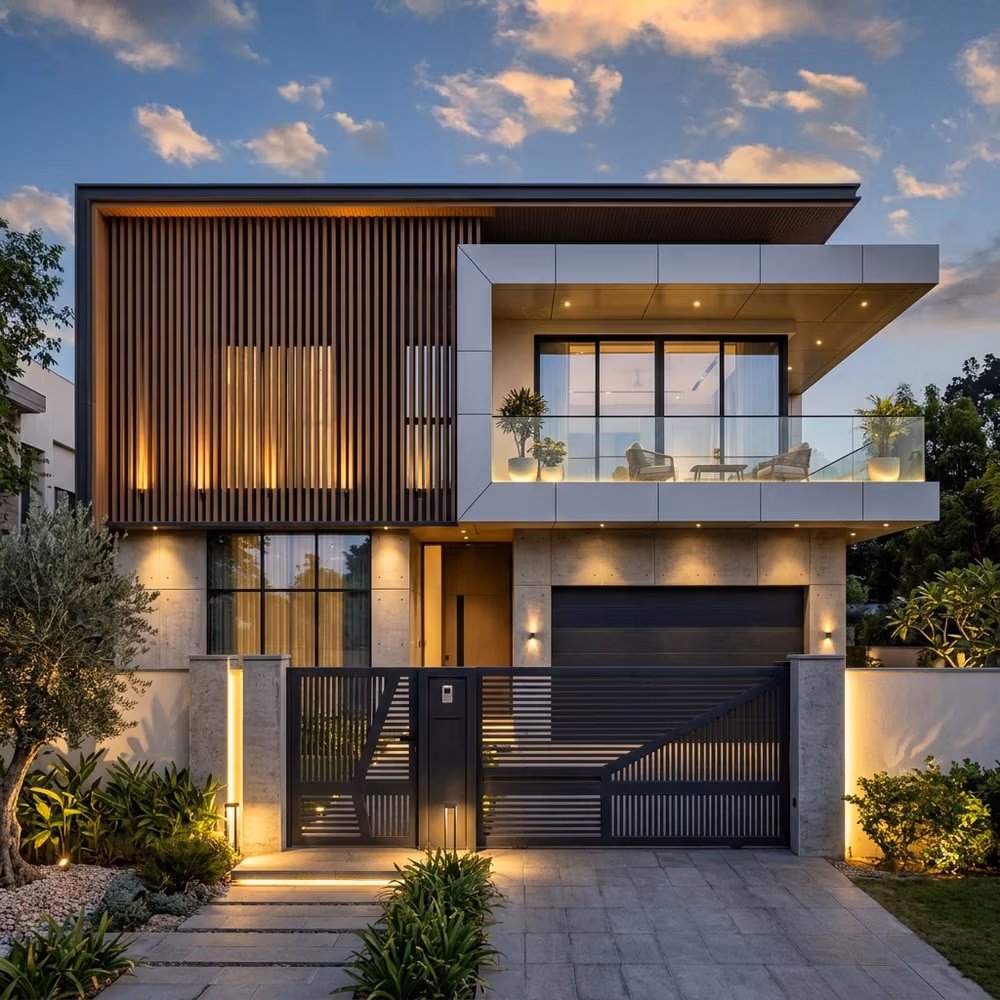 Modern front villa elevation design