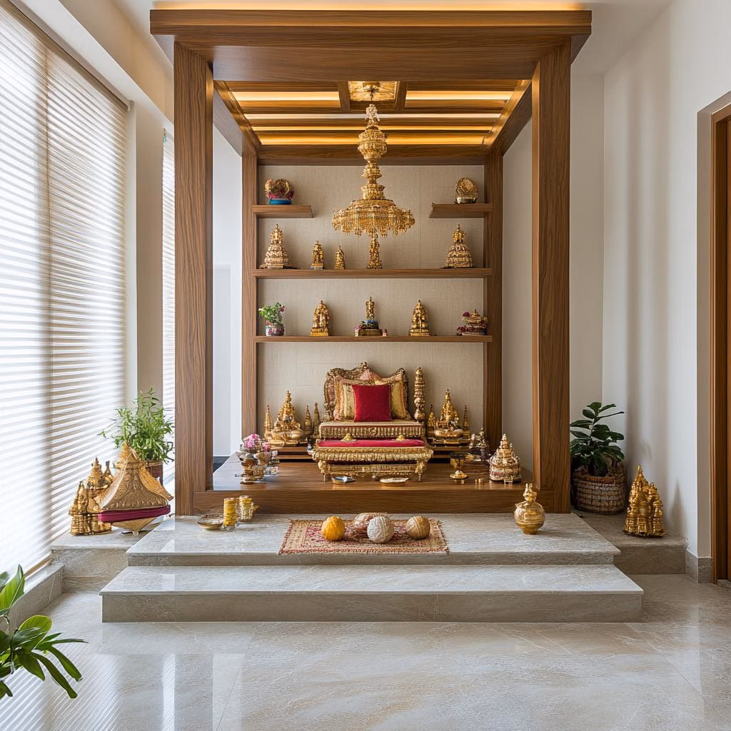 Sleek living room with large-format cool marble flooring