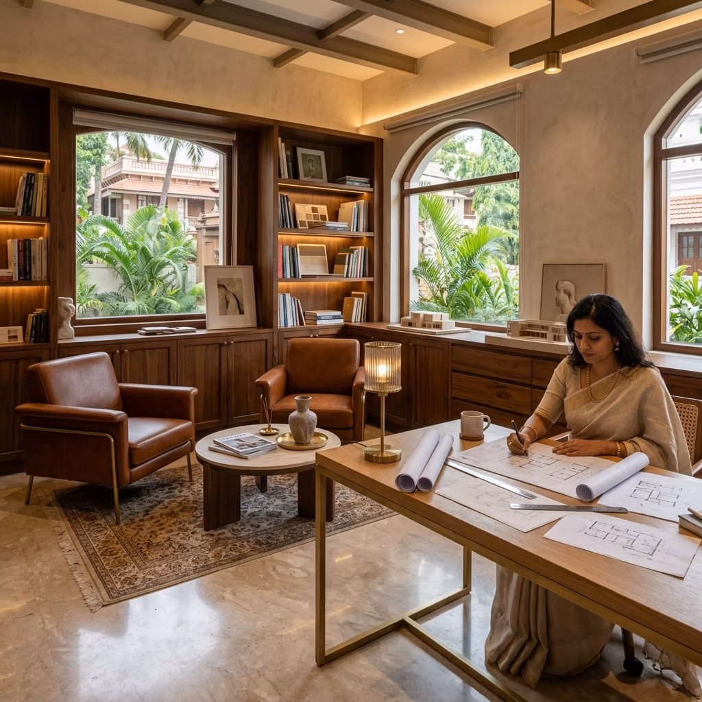 Luxury interior design studio office concept designed by Glowspace in Chennai